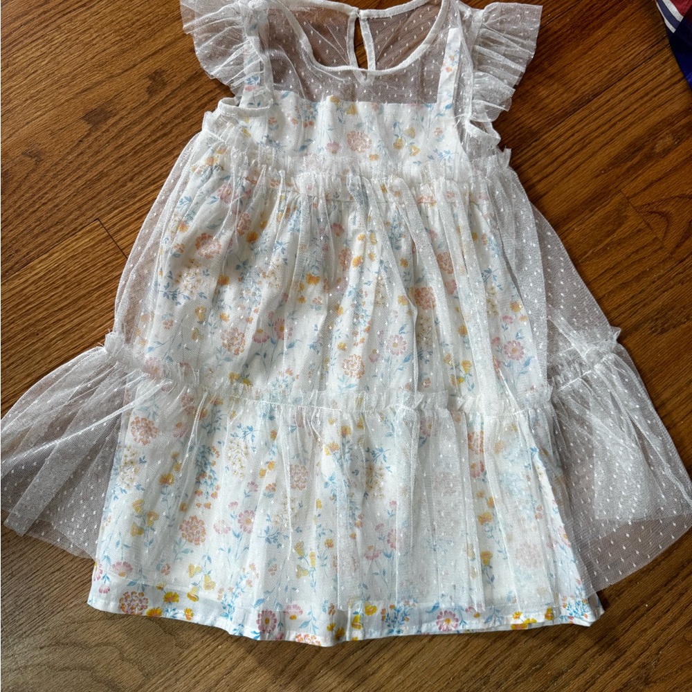 Rachel Zoe White Ruffled Tiered Sundress with Flutter Cap Sleeves